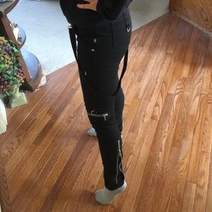 royal bones by tripp black strap skinny jeans